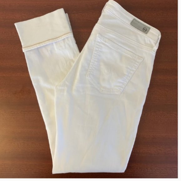 Ag Adriano Goldschmied Denim - AG Stevie Cuff Slim Straight Cuffed White EUC